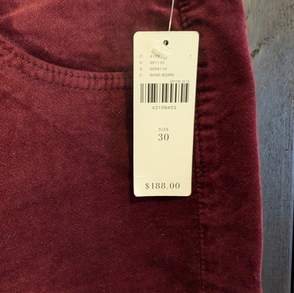 Anthropologie, burgundy velvet feeling Adriano Goldschmied, size 30 - Picture 3 of 7